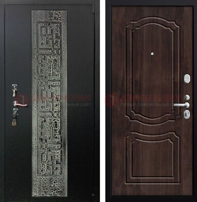 Темная входная дверь с порошковым покрытием и МДФ внутри ДП-224 в Ступино