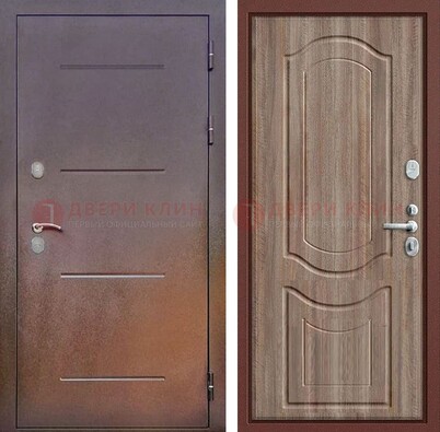 Стальная дверь с порошковым покрытием с коричневой МДФ ДП-226 в Ступино