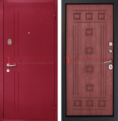 Красная железная дверь с порошковым напылением ДП-242 в Ступино