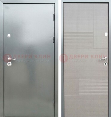 Металлическая серая дверь с порошковым покрытием и серым МДФ внутри ДП-250 в Ступино