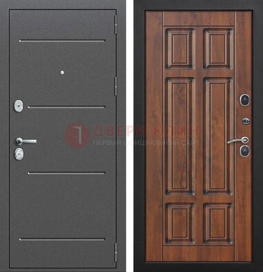 Стальная дверь с порошковым покрытием Антик серебро и филенчатой МДФ ДП-267 в Ступино