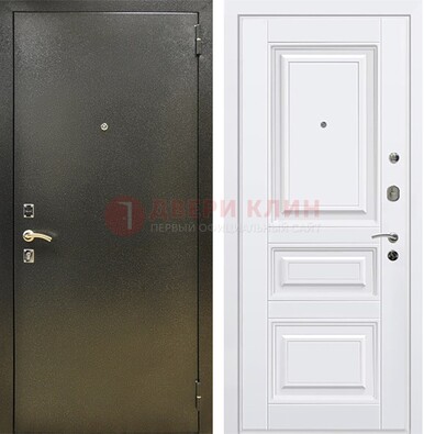 Железная темно-серая дверь с порошковым напылением и белой МДФ ДП-274 в Ступино