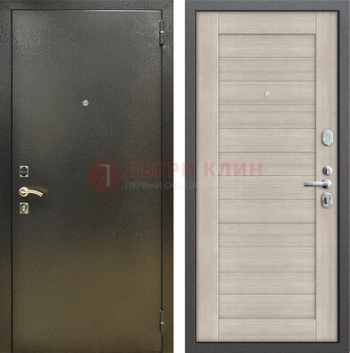 Стальная темно-серая дверь с порошковой отделкой и МДФ панелью ДП-278 в Ступино