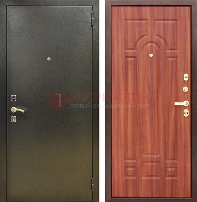 Входная темно-серая дверь с порошковой отделкой и МДФ Миланский орех ДП-281 в Ступино