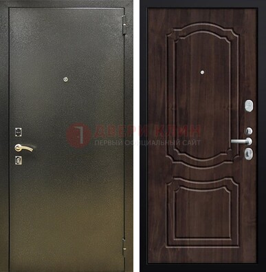 Темно-серая железная дверь с порошковым покрытием и коричневой МДФ ДП-288 в Ступино