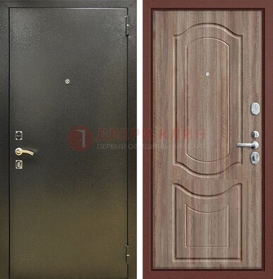 Темно-серая входная дверь с порошковым покрытием и коричневая МДФ ДП-290 в Ступино