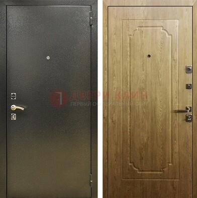 Темно-серая входная дверь с порошковым покрытием и МДФ Золотой дуб ДП-291 в Ступино