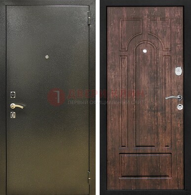 Темно-серая металлическая дверь с порошковым покрытием и МДФ коричневая ДП-292 в Ступино