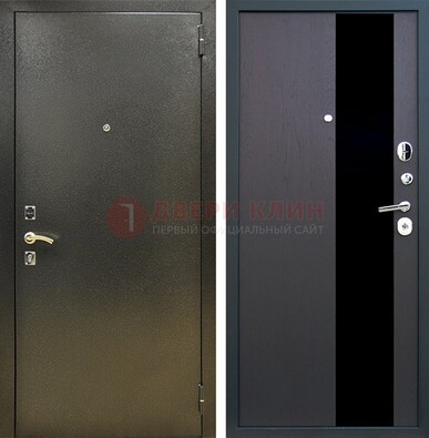 Входная темная дверь с порошковым покрытием и МДФ со стеклом ДП-294 в Ступино