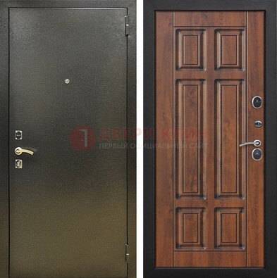 Металлическая входная темная дверь с порошковым напылением и МДФ ДП-299 в Ступино