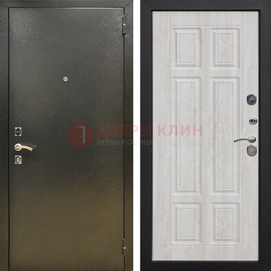 Входная темно-серая дверь с порошковым напылением и МДФ с филенкой ДП-302 в Ступино