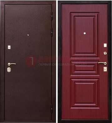 Бордовая входная дверь с порошковым окрасом ДП-36 в Лыткарино