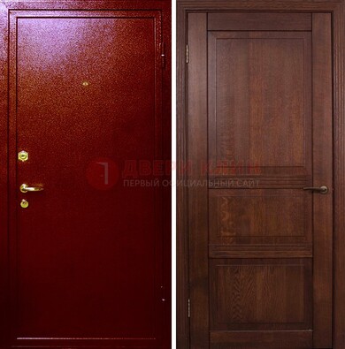 Красная железная дверь с порошковым окрасом ДП-58 в Ступино