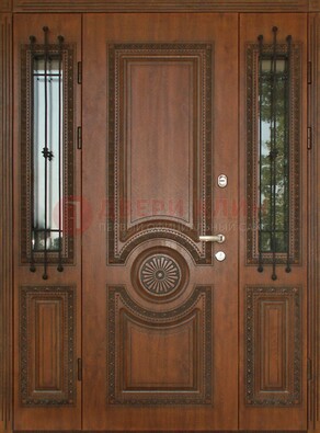 Парадная распашная стальная дверь Винорит со стеклом ДПР-106 в Ступино