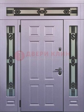 Филенчатая железная парадная дверь с фрамугами ДПР-82 в Ступино