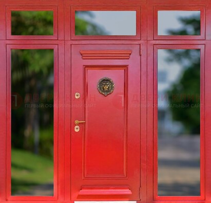 Красная парадная дверь для частного дома ДПР-88 в Ступино