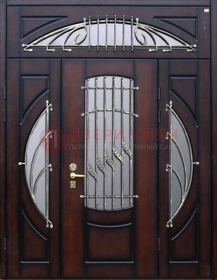 Парадная дверь со стеклянными вставками и ковкой ДПР-9 для улицы в Ступино