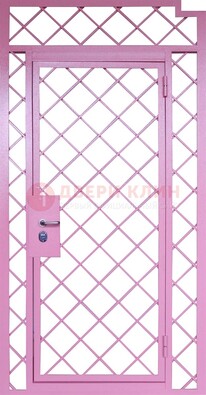 Розовая металлическая решетчатая дверь ДР-15 в Ступино
