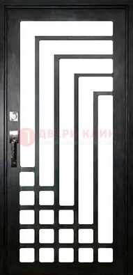Черная стальная решетчатая дверь в современном стиле ДР-43 в Ступино