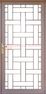 Коричневая металлическая решетчатая дверь для дома ДР-47 в Ступино
