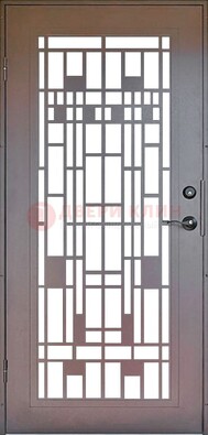 Коричневая стальная решетчатая дверь с узором ДР-4 в Ступино