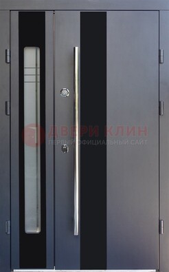 Серая стальная дверь со стеклом ДС-11 в Ступино