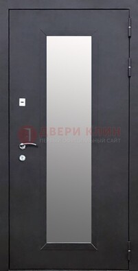 Черная стальная дверь порошок со стеклом ДС-33 в Ступино