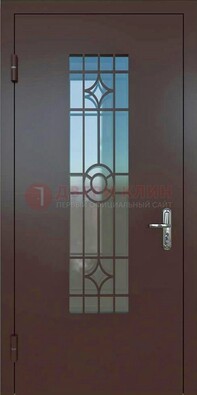 Входная металлическая дверь со стеклом для дома ДС-6 в Ступино