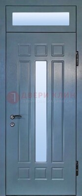 Серая металлическая дверь со стеклом ДС-70 в Ступино