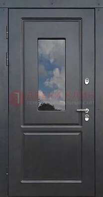 Чёрная металлическая дверь со стеклом ДС-77 в Ступино