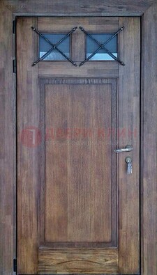 Металлическая дверь с Виноритом со стеклом и ковкой под старину ДСК-209 в Чехове