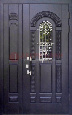 Входная дверь Винорит со стеклом и ковкой с узором ДСК-270 в Ступино