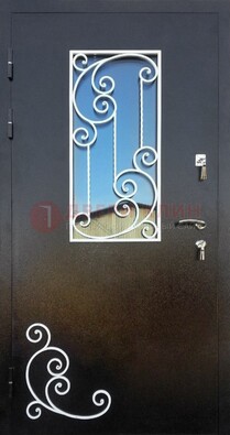 Входная дверь Порошок со стеклом и ковкой ДСК-278 в Ступино