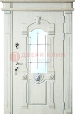 Герметичная входная дверь со стеклом и ковкой с украшением ДСК-64 в Ступино
