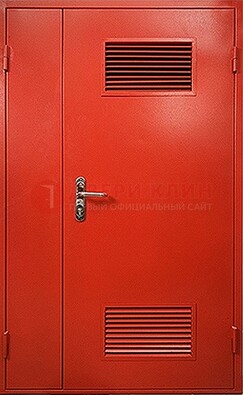 Красная железная техническая дверь с вентиляционными решетками ДТ-4 в Ступино