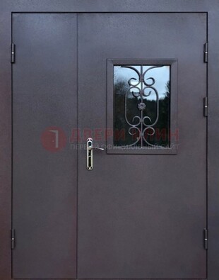 Тамбурная дверь Порошок со стеклом и ковкой ДТМ-48 в Ступино