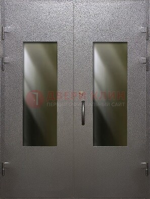 Серая тамбурная дверь со стеклянными вставками ДТМ-8 в Ступино