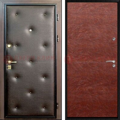 Коричневая стальная дверь с винилискожей ДВ-32 в Ступино
