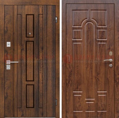 Стальная коричневая дверь с МДФ и коричневой МДФ внутри ДМ-1388 в Ступино