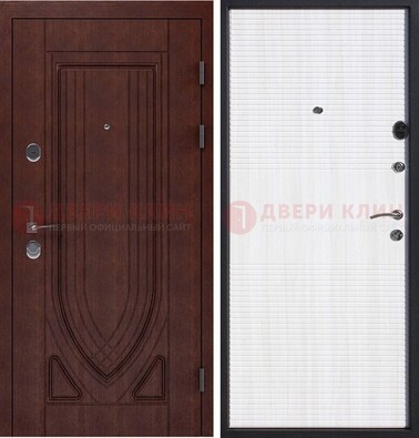 Уличная темная филенчатая дверь с виноритом и МДФ Белый ясень ДВТ-141 в Ступино