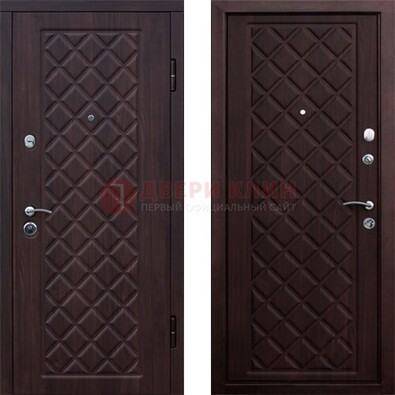 Коричневая металлическая дверь с МДФ с двух сторон ДМ-1555 в Ступино