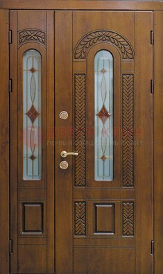Темная стальная дверь с виноритом и стеклом ДВТ-179 в Ступино