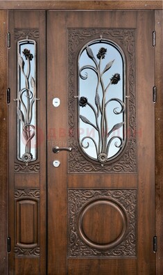 Железная дверь с виноритом и ковкой ДВТ-180 в Ступино
