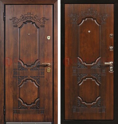 Коричневая железная дверь с виноритом и узором ДВТ-211 в Ступино