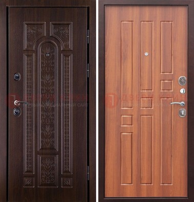 Темная металлическая дверь с виноритом и узором ДВТ-224 в Ступино
