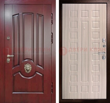 Темно-красная входная дверь с виноритом ДВТ-234 в Ступино