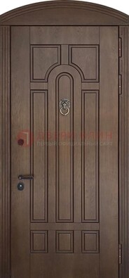 Коричневая стальная дверь с виноритом в форме арки ДВТ-237 в Ступино