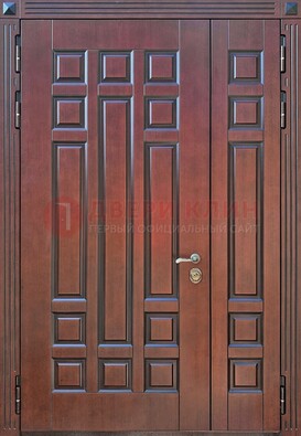 Коричневая полуторная металлическая дверь с виноритом ДВТ-240 в Ступино