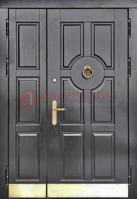 Черная металическая дверь с виноритом для дома ДВТ-241 в Ступино