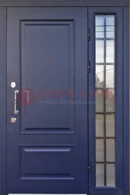 Синяя дверь с виноритом и стеклянными вставками  ДВТ-79 в Ступино